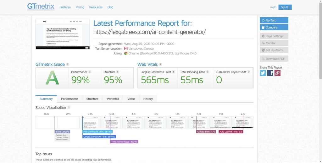 WordPress Speed Optimization with GTMetrix