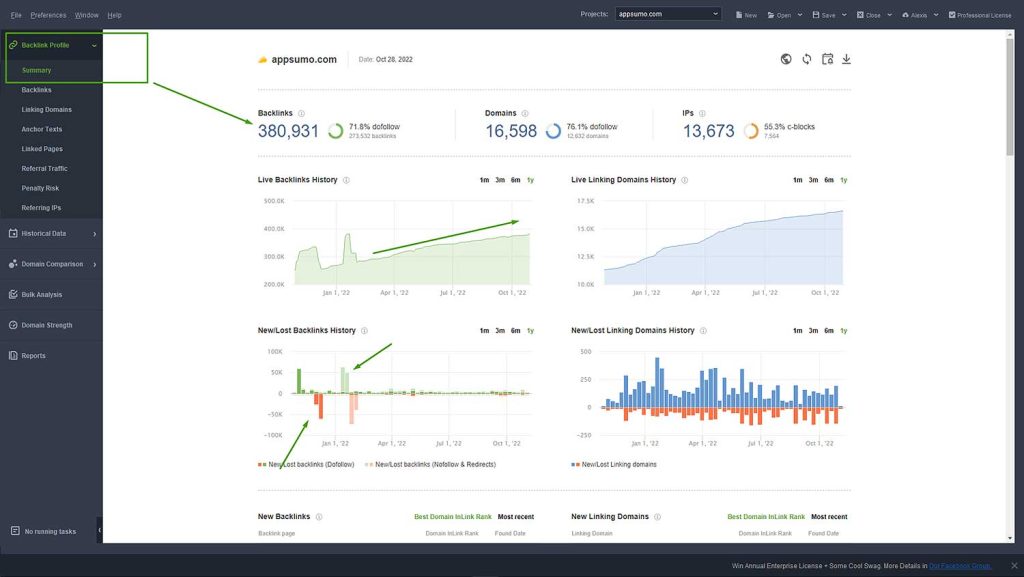 SEO Powersuite - SEO Spyglass - Backlink Profile Audit